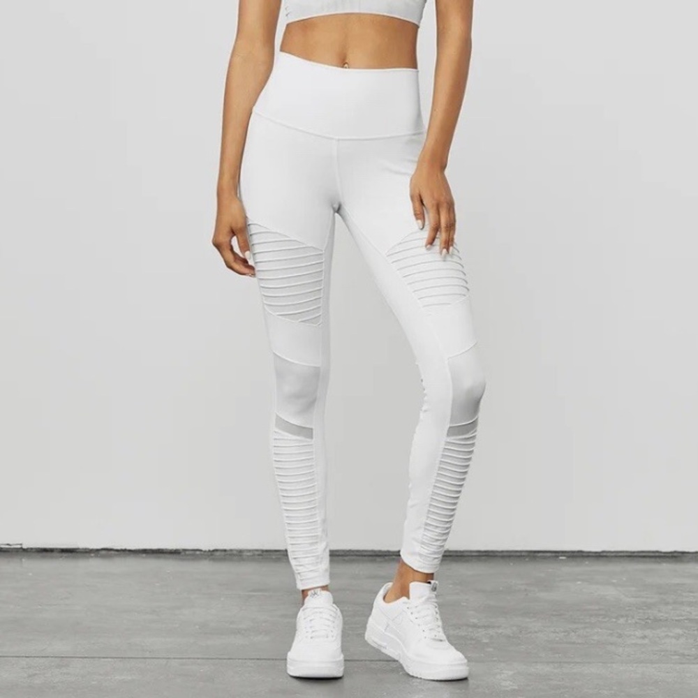 ALO Yoga White Moto leggings
